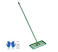 VEVOR Rastrillo Nivelador de Césped Placa Base de 758 x 254 mm, Mango de Acero Extendido de 1981 mm, Rastrillo Nivelador de Suelo Resistente de Aleación de Aluminio para Césped, Campos de Golf