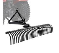 VEVOR Rastrillo para Tractor 183 cm de Ancho, Escarificador de Césped con 36 Púas de Acero, Ángulo Ajustable, con Enganche Tripuntal para Tractor de Categoría 1, para Limpieza Agrícola Jardinería