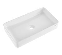 VEVOR Rechteckiges Aufsatzwaschbecken Waschbecken, 609 x 351 x 112 mm, Badezimmer-Aufsatzwaschbecken über der Theke, Keramikwaschbecken moderner Stil, für Toiletten, Hoteles, Restaurantes, helles Weiß