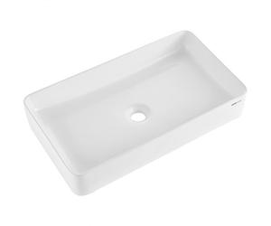 VEVOR Rechteckiges Aufsatzwaschbecken Waschbecken, 609 x 351 x 112 mm, Badezimmer-Aufsatzwaschbecken über der Theke, Keramikwaschbecken moderner Stil, für Toiletten, Hoteles, Restaurantes, helles Weiß