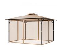 VEVOR Red de Poliéster para Cenadores, Cortina de Malla para Cenadores con Paredes Laterales de 4 Paneles, Red Antimosquitos con Doble Cremallera, para Cenadores de 304,8 x 365,8 x 222,5 cm, Caqui