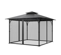 VEVOR Red de Poliéster para Cenadores, Cortina de Malla para Cenadores con Paredes Laterales de 4 Paneles, Red Antimosquitos con Doble Cremallera, para Cenadores de 304,8 x 304,8 x 198,1 cm Negro