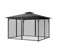 VEVOR Red de Poliéster para Cenadores, Cortina de Malla para Cenadores con Paredes Laterales de 4 Paneles, Red Antimosquitos con Doble Cremallera, 304,8 x 396,2 x 207,3 cm, Negro