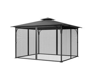 VEVOR Red de Poliéster para Cenadores, Cortina de Malla para Cenadores con Paredes Laterales de 4 Paneles, Red Antimosquitos con Doble Cremallera, 304,8 x 396,2 x 207,3 cm, Negro
