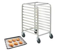 VEVOR Rejillas de Panadería Comerciales 10 Niveles con Ruedas de Freno Carrito de Almacenamiento de Aluminio para Medias y Bandejas Completas Rejilla para Hornear para Cocina, Hogar, 66x51,5x98,5 cm
