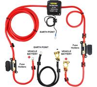 VEVOR Relé Sensible al Voltaje de 12 V 140 A Relé de Carga Dividida Cable de Batería Rojo de 2 m Relé Sensible de Voltaje Plástico de Nailon Kit de Relé de Cargador Dividido con Accesorios Completos