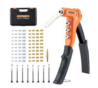 VEVOR Remachadora Manual de 23 cm, Kit Completo para Bricolaje Doméstico, con 8 Mandriles, 1 Broca Escalonada y 80 Tuercas, Medidas Métricas y SAE M3, M4, M5, M6, 6-32, 8-32, 10-24, 1/4-20 UNC