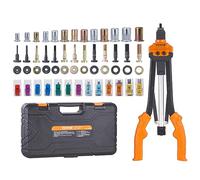VEVOR Remachadora Manual de Tuercas de Remache Alicates de Inserción Roscada de 41 cm con 13 Mandriles 186 Tuercas en 13 Tamaños Herramienta Remachadora Semiautomática con Estuche para Bricolaje