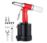 VEVOR Remachadora Neumática para Remaches Ciegos 2,4-6,4 mm 17,5 kN 16 mm, con 5 Boquillas, Mordazas de 3 Garras y Agarre de 360° para Remaches Ciegos de Aluminio y Acero para Automoción y Metalurgia
