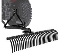 VEVOR - Remolque para jardín con rastrillo de 72"/183 cm, escarificador de césped con 32 púas de acero, 152 cm (con enganche de 3 puntos) - Nuevo, con púas de acero
