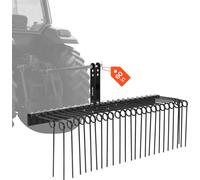 VEVOR Remolque para jardín con rastrillo de 72"/183 cm, escarificador de césped con rastrillo de 32 púas de acero, 152 cm, púas de acero