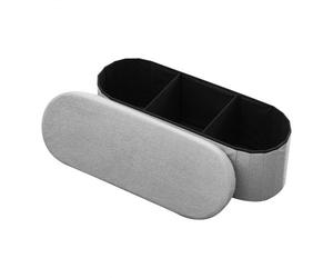 VEVOR Reposapiés Plegable Ovalado con Espacio de Almacenamiento, Asiento Acolchado y Plegable, Capacidad de Carga 299,37 kg, 1100 x 380 x 380 mm, para Salón, Dormitorio y Entrada, Color Gris