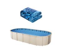 VEVOR Revestimiento para Piscina 366 x 732 cm Ovalado Cubierta para Piscinas Superposición Vinilo de Calibre Estándar Duradero Altura de Pared 122-137 cm para Piscinas Elevadas con Lados de Acero