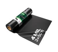 VEVOR Rollo de Láminas de Plástico Espesor de 4 mil 0,91 x 15,24 m Barrera de Vapor para Espacios de Acceso Lámina de Polietileno Resistente para Jardín Suministros de Plástico Agrícola, Negro