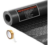 VEVOR Rollo de Suelo de PVC para Garaje, 2,28 x 5,2 m, con Patrón de Diamante de 2,2 mm de Grosor, con Cinta Adhesiva de Doble Cara, Antideslizante, para Almacenes, Gimnasios y Remolques, Negro