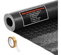VEVOR Rollo de Suelo PVC para Garaje, 2,28 x 6,1 m, con Patrón de Diamante 2,2 mm de Grosor, con Cinta Adhesiva de Doble Cara, Antideslizante y Fácil de Limpiar, para Almacenes, Gimnasios, Negro