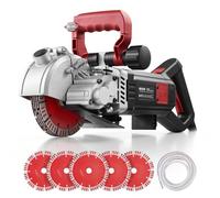 VEVOR Rozadora de Pared de Potencia Máxima 5000 W, Ranuradora de Pared 5460 RPM, Profundidad 50 mm, Anchura 40 mm con 5 Discos 160 mm, Línea Guía para Hormigón Ladrillo Mampostería Cableado Tuberías