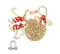 VEVOR RTJ Cadena de Remolque con Gancho, Capacidad de Carga 4898 kg Cadena de Brida en V para Remolque G80 con Gancho de Agarre 8mm x 90cm para recuperación, Transporte, Grúa, Camión de Plataforma