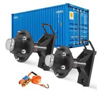 VEVOR Ruedas para Contenedor de Envío, 3200 kg, 6 Orificios, Eje Resistente con Correa de Amarre de Trinquete, Capacidad de Movimiento 6 a 12 m, Transporte Seguro a Muelle, Almacén y Obra, Negro