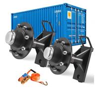 VEVOR Ruedas para Contenedor de Envío, Juego de 8 Orificios, Eje Resistente con Correa de Amarre de Trinquete, Capacidad Movimiento 6 a 12 m, Transporte Seguro para Muelle, Almacén y Obra, Negro