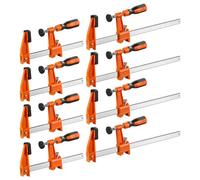 VEVOR Sargentos de Barra 8 Pcs 15,24 cm y 30,48 cm Abrazaderas de Barra, Fuerza de Sujeción de 272 kg, de Acero al Carbono Almohadillas de Plástico, Bloqueo Automático, Herramientas para Carpintería