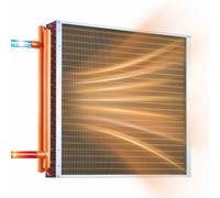 VEVOR Serpentín de Intercambio de Calor, Intercambiador de Calor Aire-Agua con Tubos de Cobre y Aletas de Aluminio de 610 x 610 mm para Hornos de Leña Exteriores, Refrigeración, HVAC y Calefacción