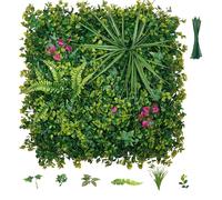 VEVOR, Set de 12 paneles de seto artificial de 50x50 cm, panel de pared vegetal en estilo 3D, pantalla de privacidad de PE, valla de privacidad, valla de seto, decoración de balcón con plantas artific