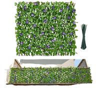 VEVOR, Set de 2 paneles de seto artificial, 64,9 x 310 cm, panel vegetal, pantalla extensible, valla de privacidad, valla de seto, decoración de balcón con plantas artificiales, ideal para bodas, jard