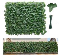 VEVOR Seto Artificial 63,5 x 320 cm 1 Unidad, Valla Decorativa de Hiedra Artificial, Malla de Hojas Verdes, con 50 Bridas de Plástico, Pantalla de Privacidad para Jardín Balcón Ático Terraza Piscina