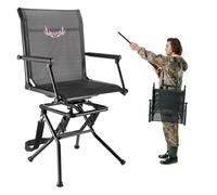 VEVOR Silla de Caza Giratoria Silenciosa de 360°, Plegable, Ligera y Portátil, con Estructura de Acero Resistente, Asiento Tipo Taburete, Reposabrazos y Correa Transporte Ajustable, Carga 136 kg