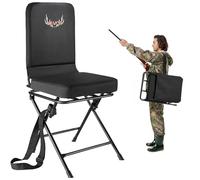VEVOR Silla de Caza Giratoria Silenciosa de 360°, Plegable, Ligera y Portátil, con Estructura de Acero y Asiento Tipo Taburete, con Correa de Hombro Ajustable, Carga 136 kg, 400 x 500 x 910 mm