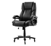 VEVOR Silla de Ejecutiva con Respaldo Alto Soporte Lumbar Control de Perilla Silla de Oficina con Inclinación Altura Ajustable Silla Giratoria de Cuero PU para Trabajar, Estudiar, Jugar, Negro