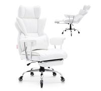 VEVOR Silla de Oficina de Cuero Rueda de PU Silla Ejecutiva Ergonómica con Soporte Lumbar Ajustable y Reposapiés Asiento de Oficina Carga Máxima de 159 kg Respaldo Reclinable para Oficina Hogar