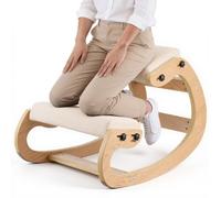 VEVOR Silla Ergonómica de Rodillas con Estructura de Madera, Cojines de Espuma Gruesa Ajustables Beiges, Taburete para Rodillas Carga de 120 kg, Relajación de Cuello y Espalda para Hogar, Oficina