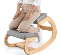 VEVOR Silla Ergonómica de Rodillas con Estructura de Madera y Cojín de Espuma Gris, Taburete para Rodillas Carga de 120 kg, Relajarse de Cuello y Espalda para Hogar, Oficina, 82 x 54 x 55,5 cm