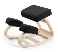 VEVOR Silla Ergonómica de Rodillas con Estructura de Madera y Cojín de Espuma Negro, Taburete para Rodillas Carga de 120 kg, Relajarse de Cuello y Espalda para Hogar, Oficina, 70,5 x 50 x 55,5 cm