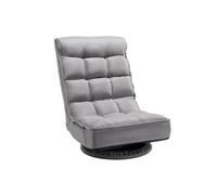VEVOR Silla Giratoria de Piso 558 x 550 x 770 mm, Silla Giratoria de 360° con Respaldo Plegable de 4 Posiciones Ajustables y Soporte Lumbar, Sofá Reclinable Plegable para Ver TV, Leer y Jugar, Gris