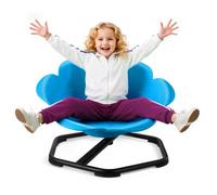 VEVOR Silla Giratoria Infantil Sensorial Cilíndrica, Soporta hasta 100 kg, con Base Metálica Antideslizante, Favorece la Coordinación, el Equilibrio y la Concentración, Azul, 62 x 62 x 47 cm