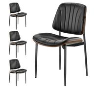 VEVOR Sillas de Comedor 4 Piezas Silla Decorativa de Cuero PU con Patas de Metal Asiento con Cojín Grueso Capacidad de Carga de 158,76 kg Altura del Asiento de 500 mm para Sala, Oficina, Negro