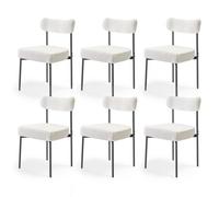 VEVOR Sillas de Comedor 6 Piezas Silla Decorativa con Respaldo Curvo Patas de Metal Negras Asiento Blanco de Cocina Esponja Suave Capacidad de Carga de 136 kg Altura del Asiento de 495 mm para Sala