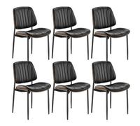 VEVOR Sillas de Comedor 6 Piezas Silla Decorativa de Cuero PU con Patas de Metal Asiento con Cojín Grueso Capacidad de Carga de 158,76 kg Altura del Asiento de 500 mm para Sala, Oficina, Negro