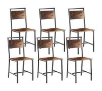VEVOR Sillas de Comedor Juego de 6 Piezas, Silla Decorativa de Madera, Estructura Metálica, Capacidad de Carga de 136 kg, Altura del Asiento de 450 mm para Sala de Estar, Cocina, Marrón y Negro