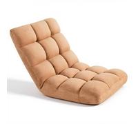 VEVOR Sillón de Suelo Relax, Sillón Reclinable con Respaldo Ajustable en 14 Posiciones, Acolchado de Espuma y Tapizado de Forro Polar Coral, para Lectura Descanso Sala de Estar Dormitorio, Marrón