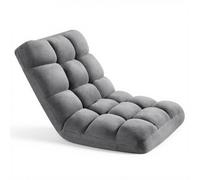 VEVOR Sillón de Suelo Relax, Sillón Reclinable con Respaldo Ajustable en 14 Posiciones, Acolchado de Espuma, Marco Metálico y Tapizado de Forro Polar Coral, para Lectura Descanso Juego, Color Gris