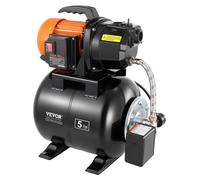 VEVOR, sistema de agua doméstico de 735 W, bomba de chorro de 3750 L/h con depósito a presión de 19 L, altura de elevación de 45 m, que incluye un sistema automático de suministro de agua y una cabeza