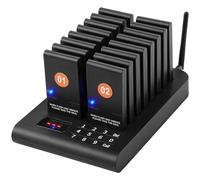 VEVOR Sistema de Buscapersonas Inalámbrico para Restaurantes Largo Alcance de 500 m Buscapersonas para Hacer Colas con Vibración y Parpadeo 16 Zumbadores para Restaurantes, Cafeterías, Tiendas