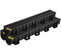 VEVOR Sistema de Drenaje de Zanja 15 x 13 x 100 cm 3 Piezas Kit de Drenaje para Canal de Entrada Rejilla de Plástico HDPE con 3 Tapas para Desagües de Jardín, Entradas de Vehículos, Piscinas