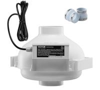 VEVOR Sistema de Ventilación para Mitigación Radón Silencioso, Kit de Mitigación de Radón 190 CFM con 2 Acopladores, Ventilador de Extracción para Ventilación Interior y Exterior, 305 x 320 x 235 mm