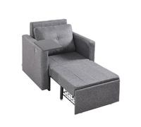 VEVOR Sofá Cama Convertible, Sofá Cama Individual con Bolsillo Lateral, Almohada, Reposabrazos y Tablero de Escritorio, Respaldo Ajustable en 5 Ángulos, 2 Ruedas y Compartimento Inferior, Gris