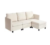 VEVOR Sofá Cama Esquinero, con Almacenamiento Oculto, Sofá con Otomana y Espuma de Alta Resiliencia, Tapizado 3 Plazas, con Estructura de Madera Maciza para Salón y Dormitorio, Color Blanco Crema
